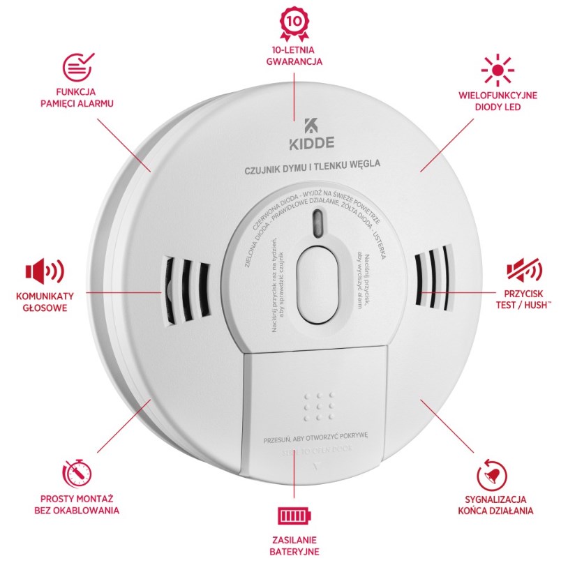 Czujnik dualny dymu i tlenku węgla (czadu) K10SCO